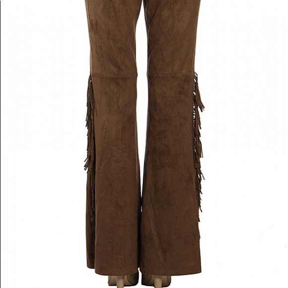 NWT RYU faux suede Hippie boho fringe pant black size Large - Picture 5 of 8